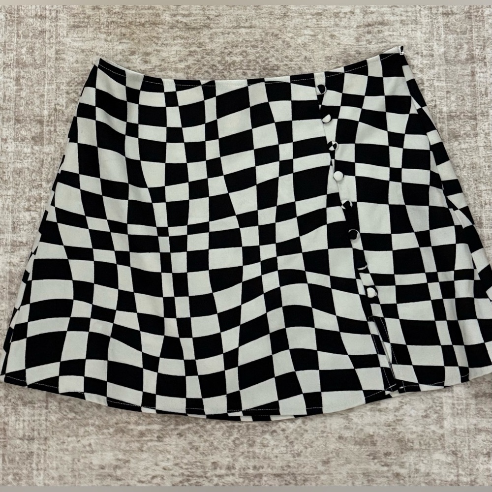 Black & White Checkerboard Mini Skirt